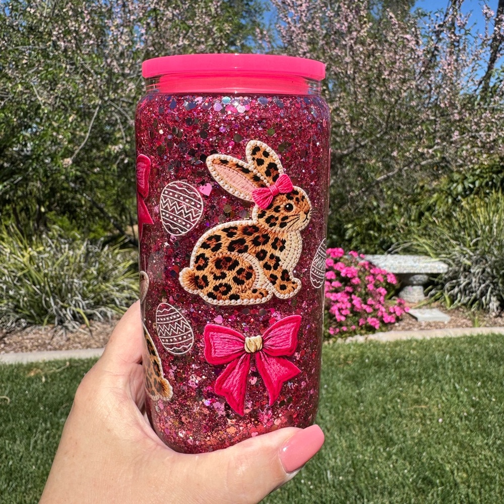 Bunnies and Bows snow globe Tumbler 16oz
